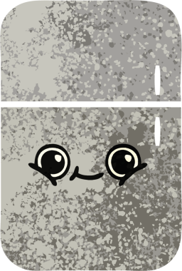 Bir insan tarafından çizilmiş buzdolabının retro çizim tarzı karikatürü.