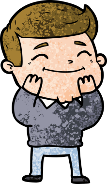 Bir insan tarafından çizilmiş mutlu çizgi film adamı.