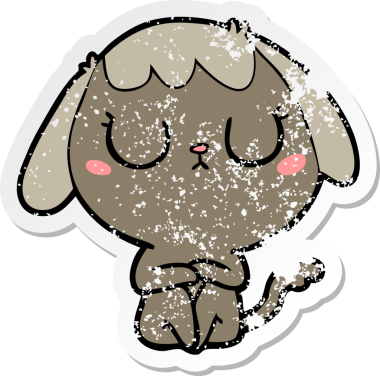 Bir insan tarafından çizilmiş şirin bir köpeğin sıkıntılı çıkartması.