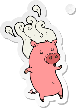 Bir insan tarafından çizilmiş kokuşmuş bir domuzun çıkartması.