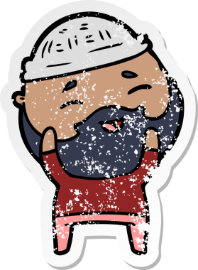 Bir insan tarafından çizilmiş mutlu sakallı bir adamın sıkıntılı çıkartması.