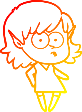 Bir insan tarafından çizilmiş, çizgi film karakteri bir elf kızı çizimi.