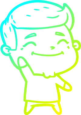 Bir insan tarafından çizilen mutlu bir çizgi film karakterinin soğuk gradyan çizimi