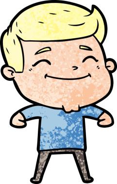 Bir insan tarafından çizilmiş mutlu çizgi film adamı.