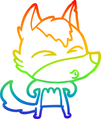 Gökkuşağı gradyan çizgi çizimi bir insan tarafından çizilmiş bir kurt çizgi filmi.