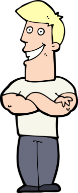 Bir insan tarafından çizilmiş sırıtan bir çizgi film adamı.