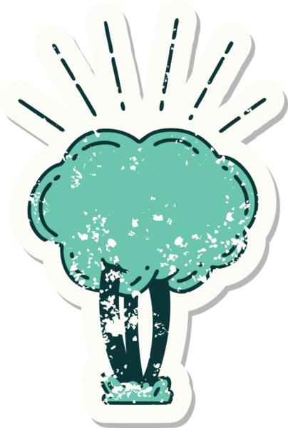 Bir insan tarafından çizilmiş dövme stili bir ağacın eski etiketi.