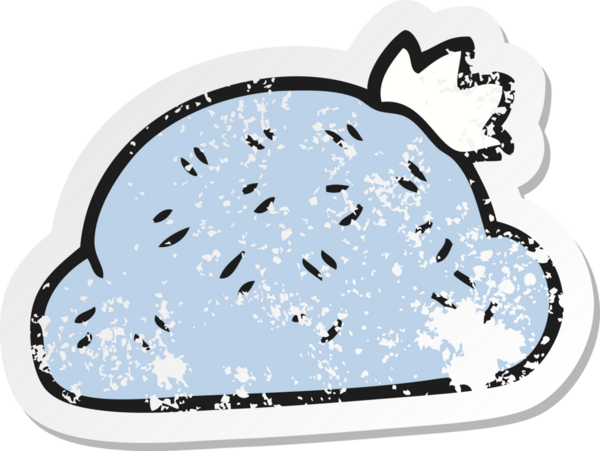 İnsan tarafından çizilmiş bir çizgi film şapkasının gerilimli retro çıkartması.