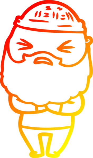 Bir insan tarafından çizilmiş sakallı bir çizgi film karakteri.