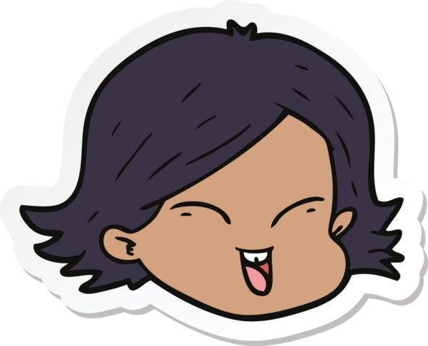 Bir insan tarafından çizilmiş karikatür kadın yüzü çıkartması.