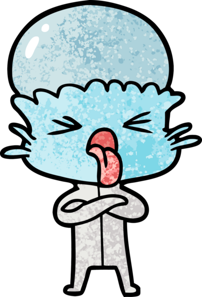 Bir insan tarafından çizilmiş iğrenç bir çizgi film uzaylısı.