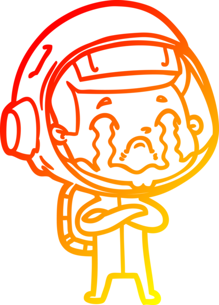 Bir insan tarafından çizilmiş, ağlayan bir astronotun sıcak çizgi çizimi