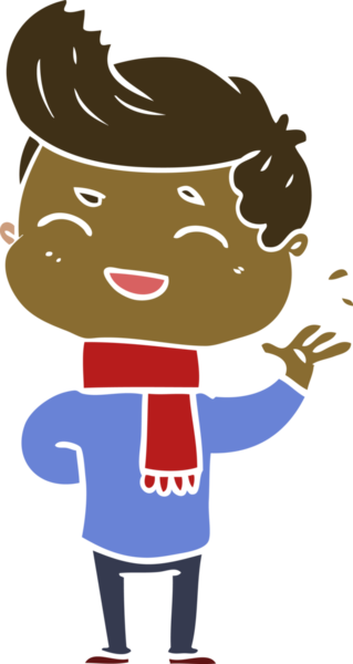 Bir insan tarafından çizilmiş düz renkli çizgi film adamı.