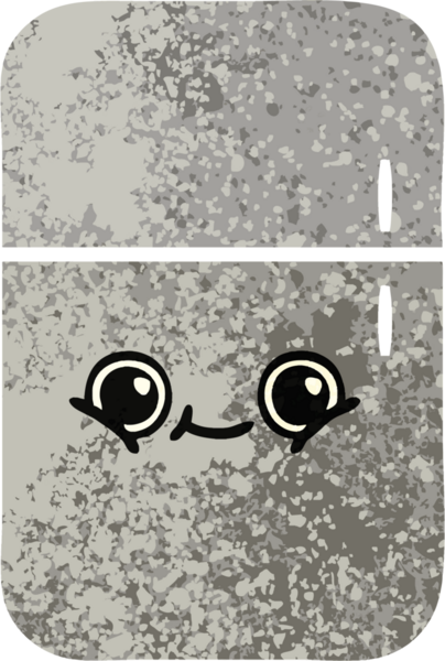 Bir insan tarafından çizilmiş buzdolabının retro çizim tarzı karikatürü.