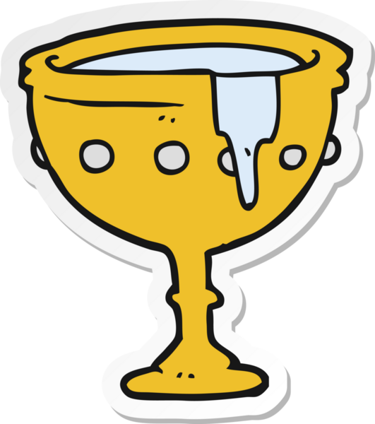 Bir insan tarafından çizilmiş bir ortaçağ bardağının çıkartması.