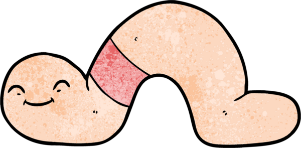 Bir insan tarafından çizilmiş bir solucan.