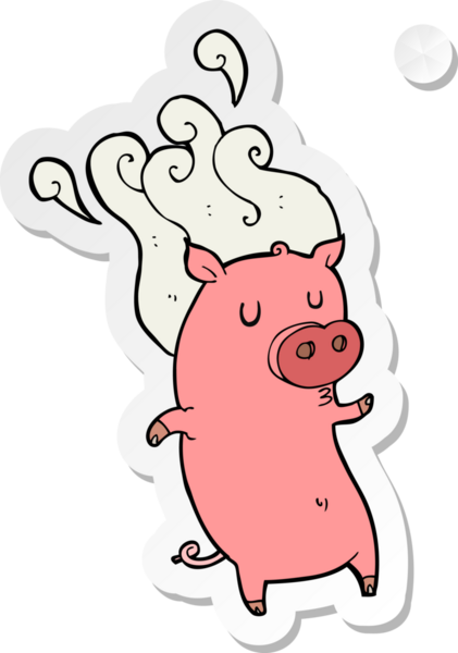 Bir insan tarafından çizilmiş kokuşmuş bir domuzun çıkartması.