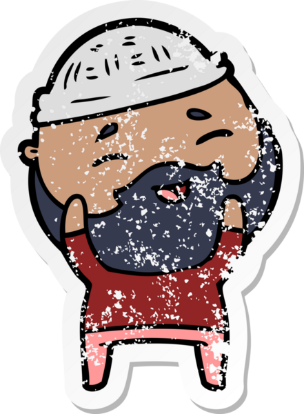 Bir insan tarafından çizilmiş mutlu sakallı bir adamın sıkıntılı çıkartması.