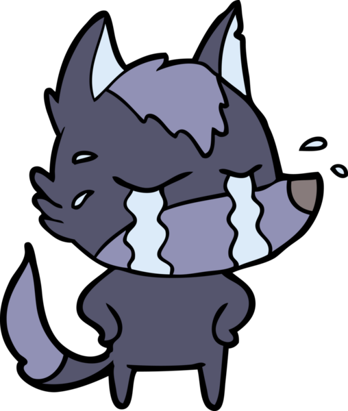 Bir insan tarafından çizilmiş ağlayan kurt çizgi filmi.