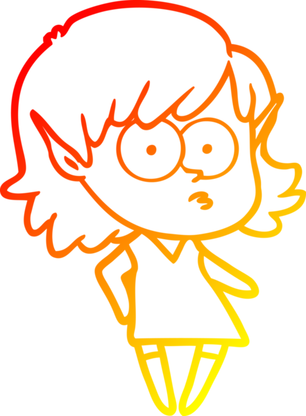 Bir insan tarafından çizilmiş, çizgi film karakteri bir elf kızı çizimi.