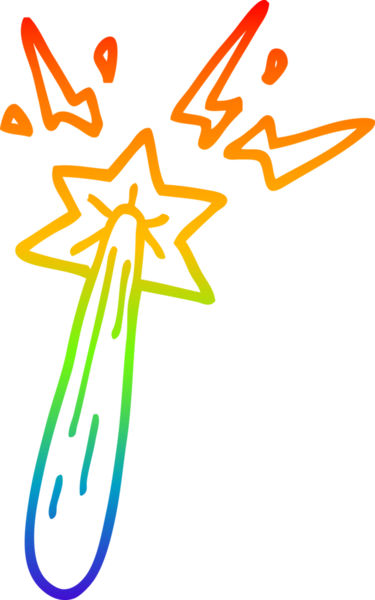 gökkuşağı gradyan çizgi çizimi bir insan tarafından çizilmiş sihirli değnek