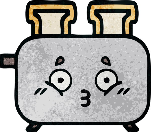 Bir insan tarafından çizilmiş bir tost makinesinin retro grunge doku karikatürü