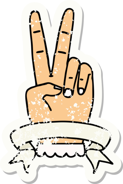Retro Dövme Tarzı Barış Bir insan tarafından çizilmiş iki parmak el hareketi