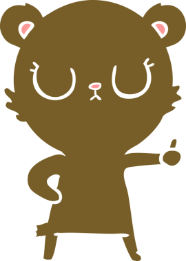 Bir insan tarafından çizilmiş düz renkli çizgi film ayı yavrusu.