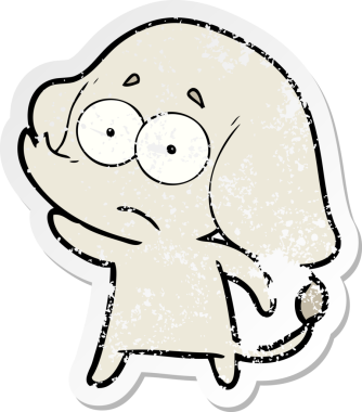 Bir insan tarafından çizilmiş belirsiz bir filin sıkıntılı çıkartması.