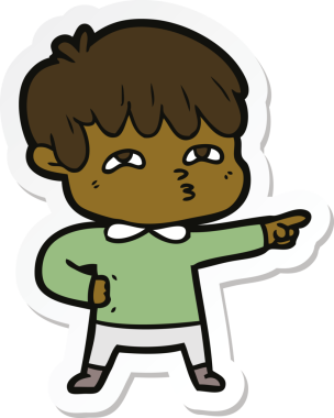 Bir insan tarafından çizilmiş bir karikatürcünün çıkartması.