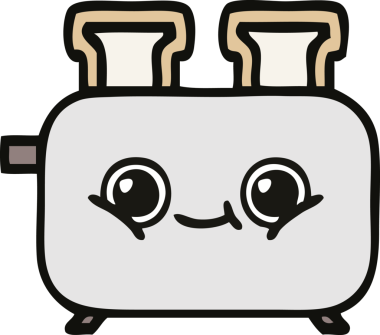 Bir insan tarafından çizilmiş bir tost makinesi karikatürü.