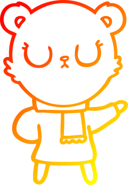 Bir insan tarafından çizilmiş eşarp takan barışçıl bir ayının sıcak çizgi çizimi