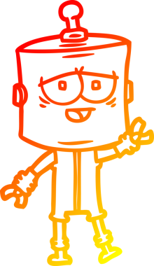 Bir insan tarafından çizilen çizgi film robotunun sıcak çizgi çizimi