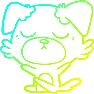 Bir insan tarafından çizilmiş şirin bir çizgi köpeğin soğuk gradyan çizgisi.