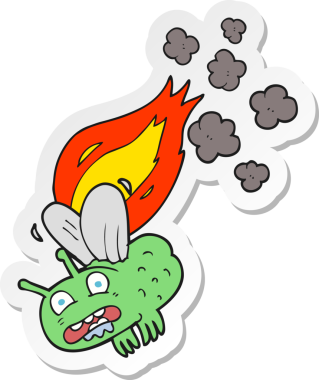 Çizgi film sineğinin çıkartması bir insan tarafından çizilmiş.