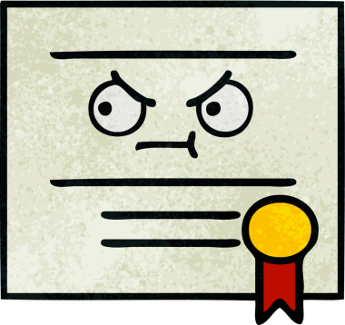 Bir insan tarafından çizilmiş mezuniyet diplomasının retro grunge dokusu.