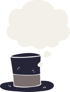 Düşünce baloncuğu olan çizgi film şapkası insan tarafından çizilmiş.