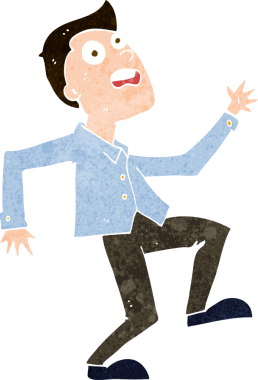 Bir insan tarafından çizilen panikleyen karikatür adamı.