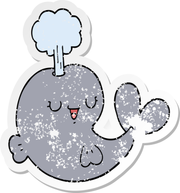 Bir insan tarafından çizilmiş karikatür balinasının sıkıntılı çıkartması.