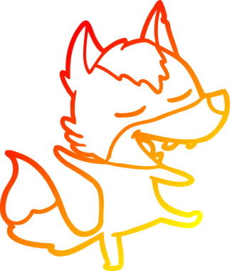 Bir insan tarafından çizilmiş gülen bir kurt çizgi çizimi.