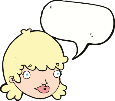 Bir insan tarafından çizilmiş konuşma baloncuğu ile şaşırmış kadın yüzü.