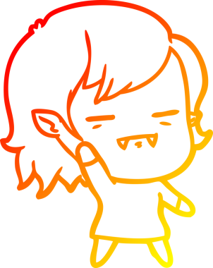 Bir insan tarafından çizilmiş ölümsüz vampir bir kızın sıcak çizgi çizimi