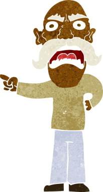 Bir insan tarafından çizilmiş kızgın yaşlı bir adam.