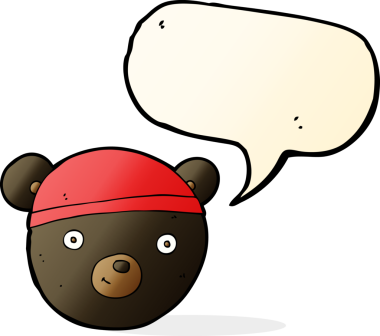 bir insan tarafından çizilmiş konuşma baloncuklu siyah ayı yüzü.