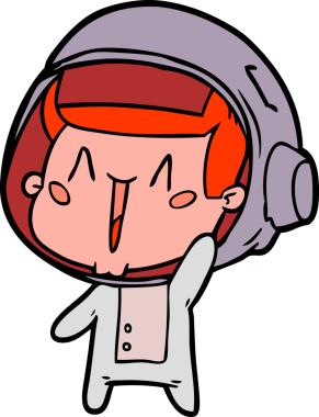 Bir insan tarafından çizilmiş mutlu astronot çizimi.