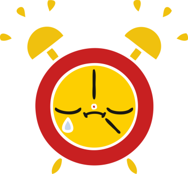 Bir insan tarafından çizilmiş alarm saatinin düz renk retro karikatürü