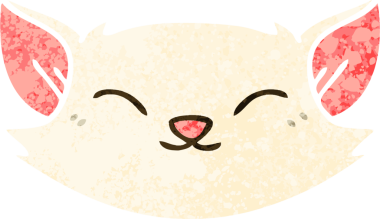 Bir insan tarafından çizilmiş eski çizim tarzı tuhaf çizgi film kedisi