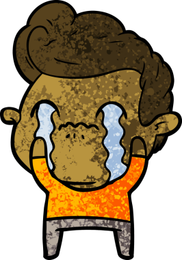 Bir insan tarafından çizilmiş ağlayan çizgi film adamı.