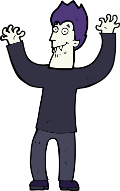 Bir insan tarafından çizilmiş cadılar bayramı vampiri çizgi filmi.