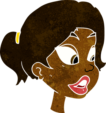 Bir insan tarafından çizilmiş karikatür dostu kadın.